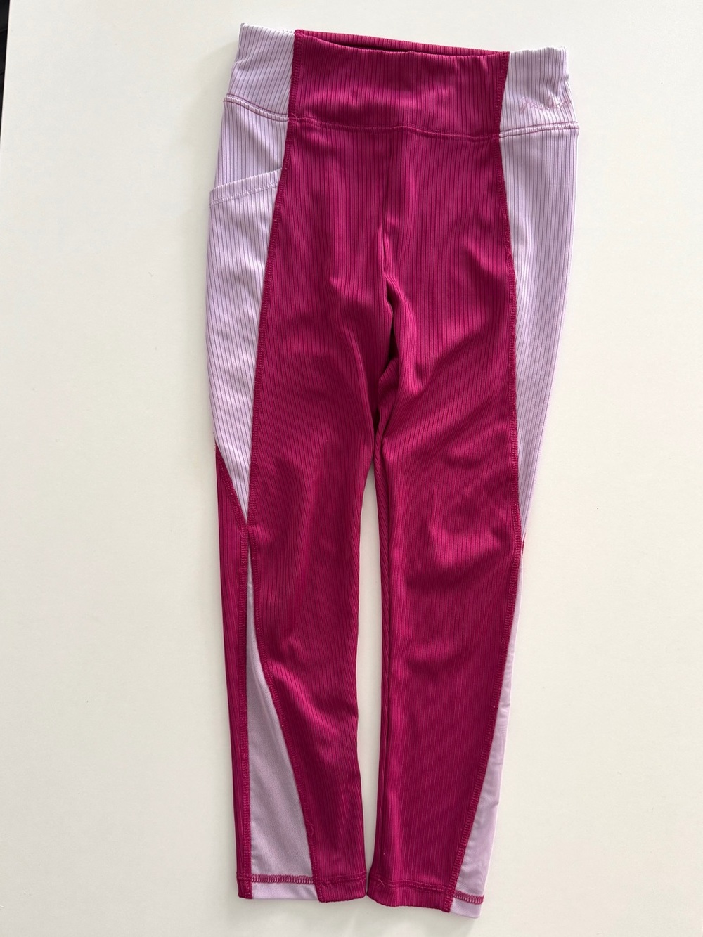 Justice Two-Tone Magenta and Light Pink Ribbed Leggings